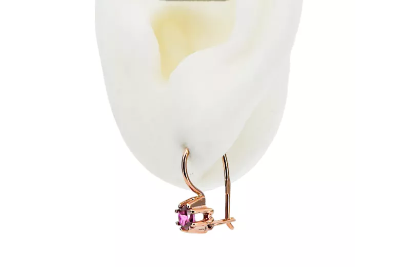 Original Vintage 14K Rose Gold Amethyst Earrings Vintage vec053r